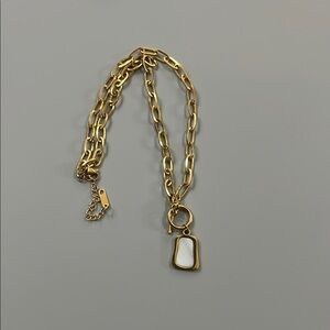 Gold Chain Necklace with White Pendant